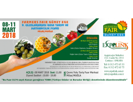 8-11 Mart Milas Güney Ege 9. Uluslararası Gıda, Tarım ve Hayvancılık Fuarı